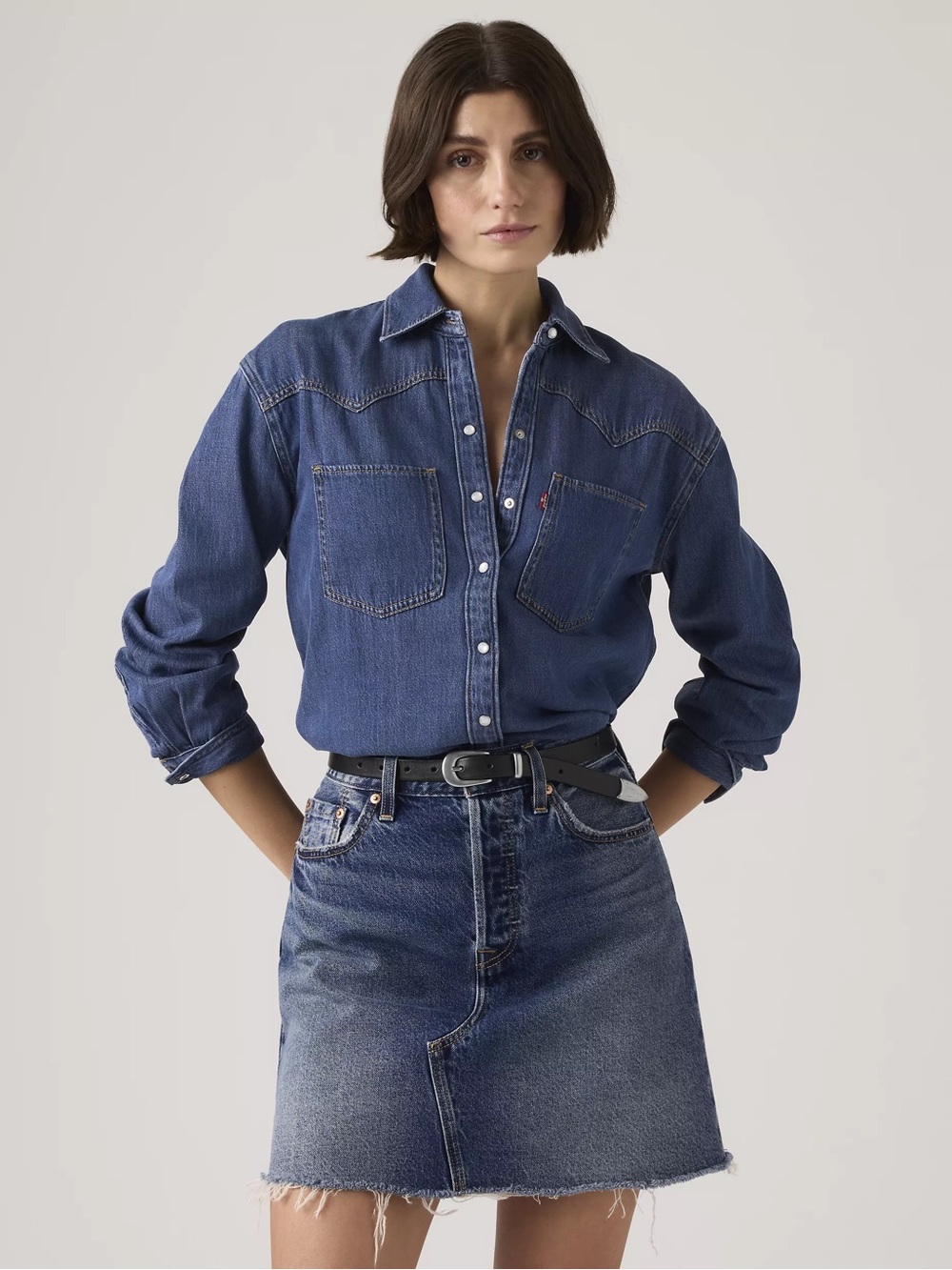 Levi’s Teodora Western Shirt Dark Wash Sz Large